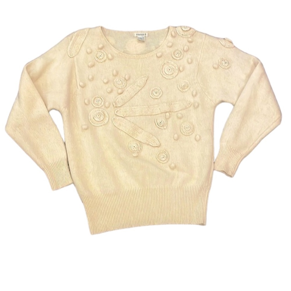 Vintage ivory Susann d lambswool/ angora blend cream sweater Size Large